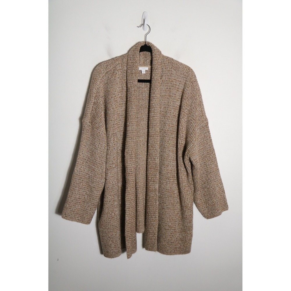 J Jill Pure Jill Oversized Chunky Knit Open Cardigan Sweater 2X Brown Neutral